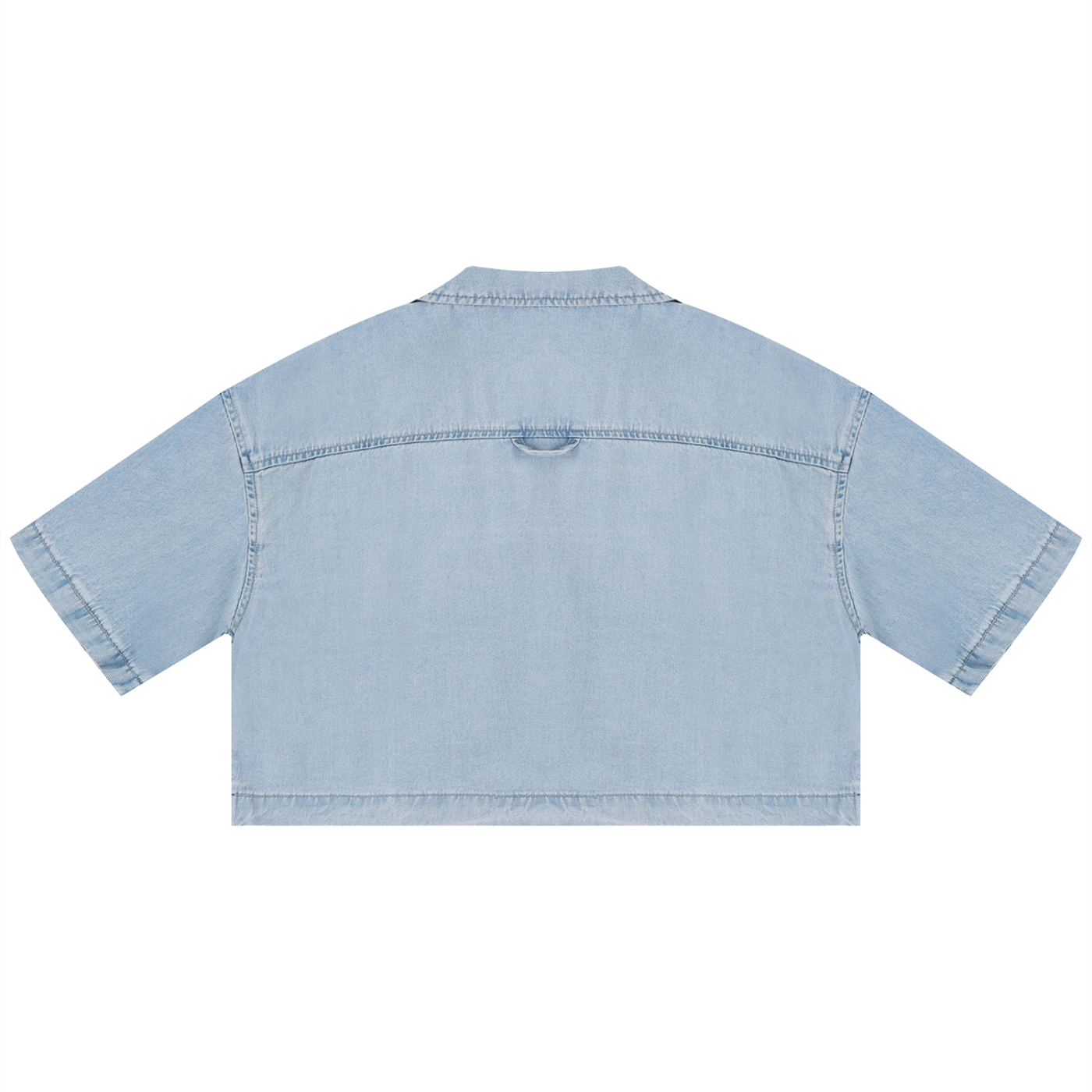 Packshot dos de la chemise en jean crop femme original bleu clair