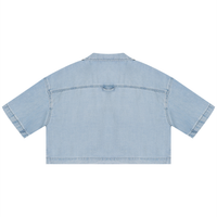Packshot dos de la chemise en jean crop femme original bleu clair