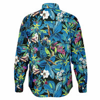 chemise à manches longues fleurs bleues