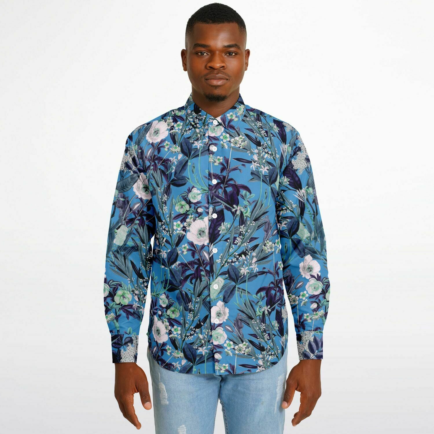 chemise à fleurs bleue pour homme