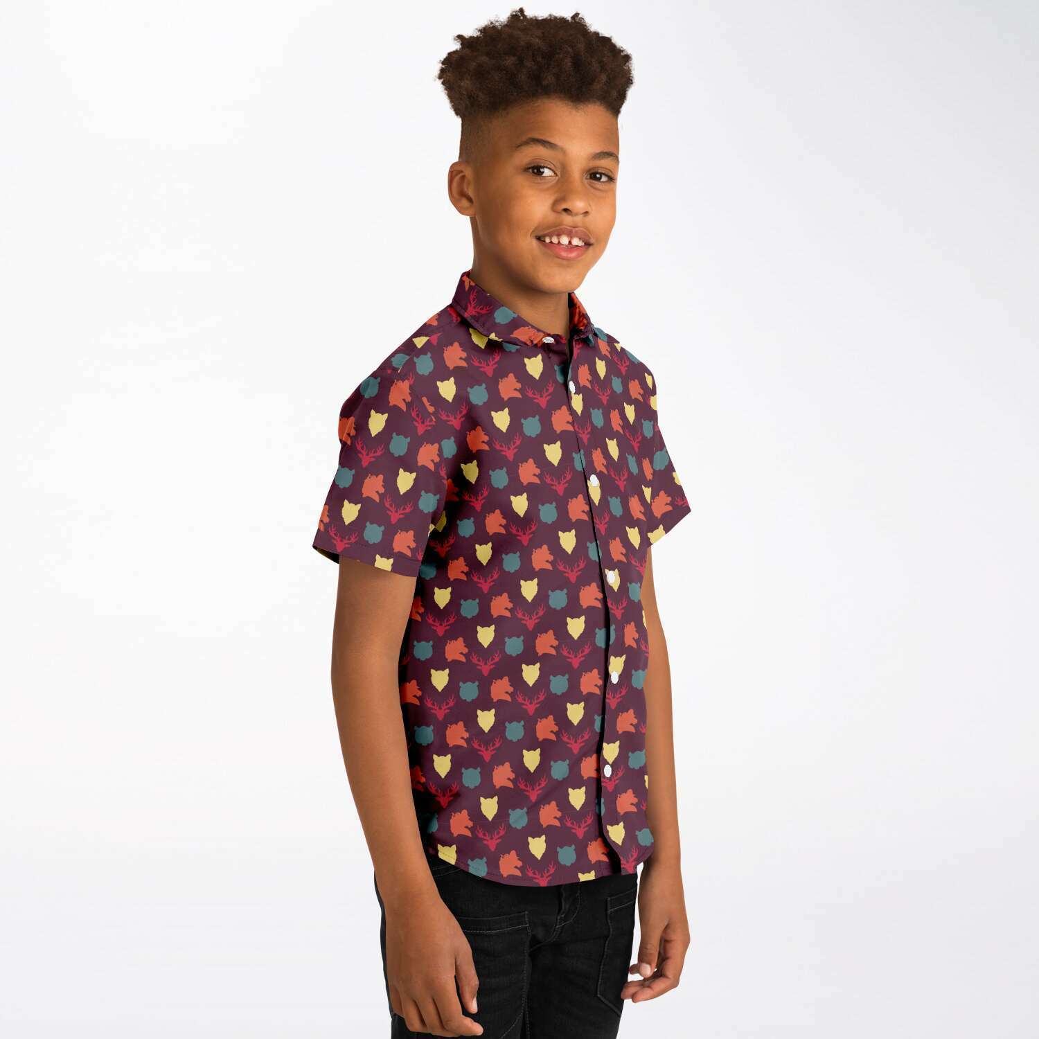 chemise été garçon bordeaux manches courtes