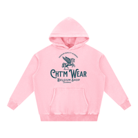 Hoodie oversize délavé CHT'M Wear rose, vue de face avec le design pégase Belgium Shop Tournai