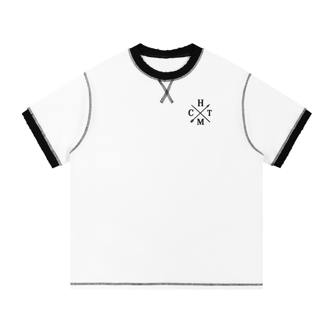 T-shirt en coton à coutures contrastées - "CHTM"