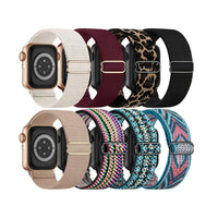 Lot de 8 bracelets Apple Watch élastiques en nylon, coloris lot bordeaux et ethnique