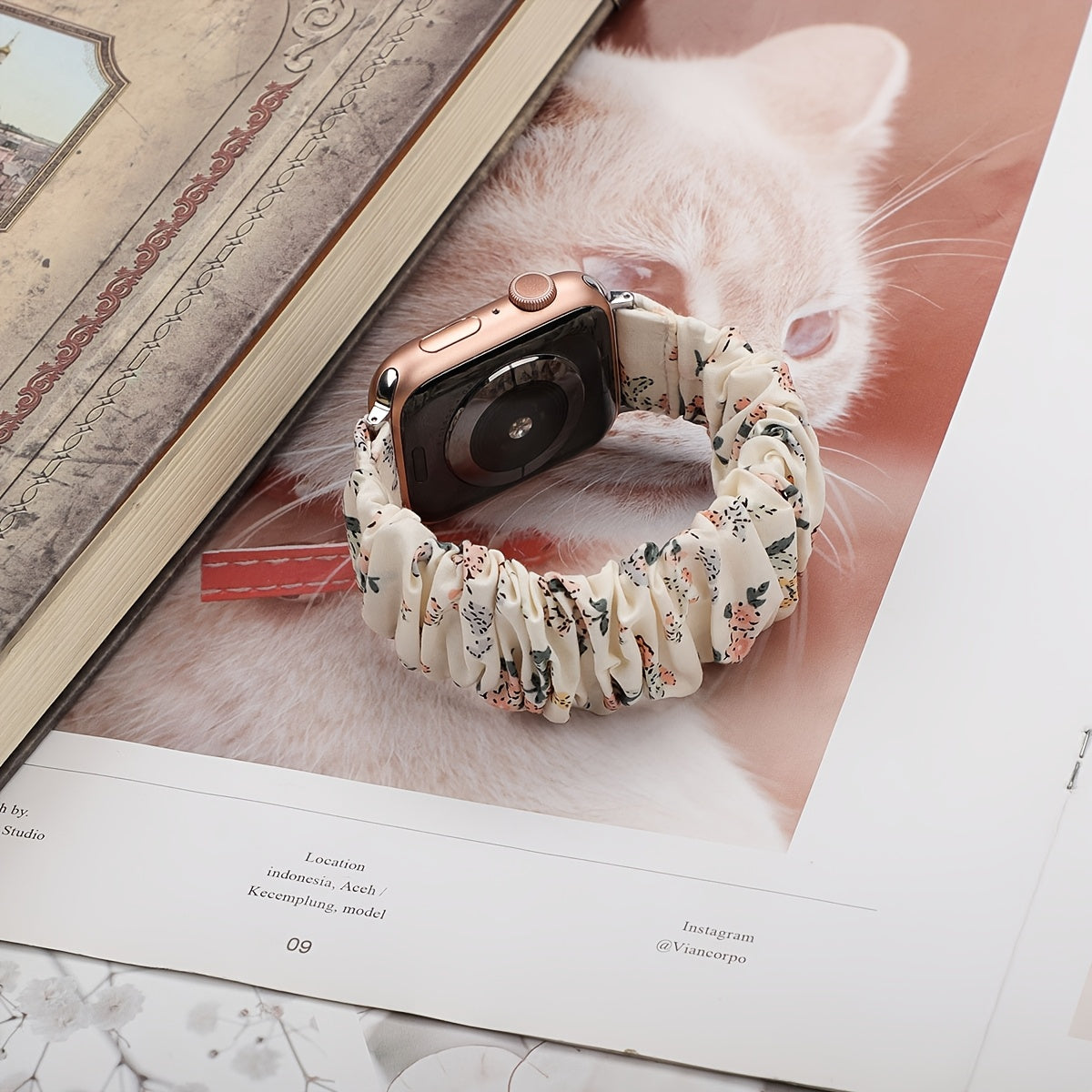 Bracelet Apple Watch chouchou scrunchie, vue détaillée 4