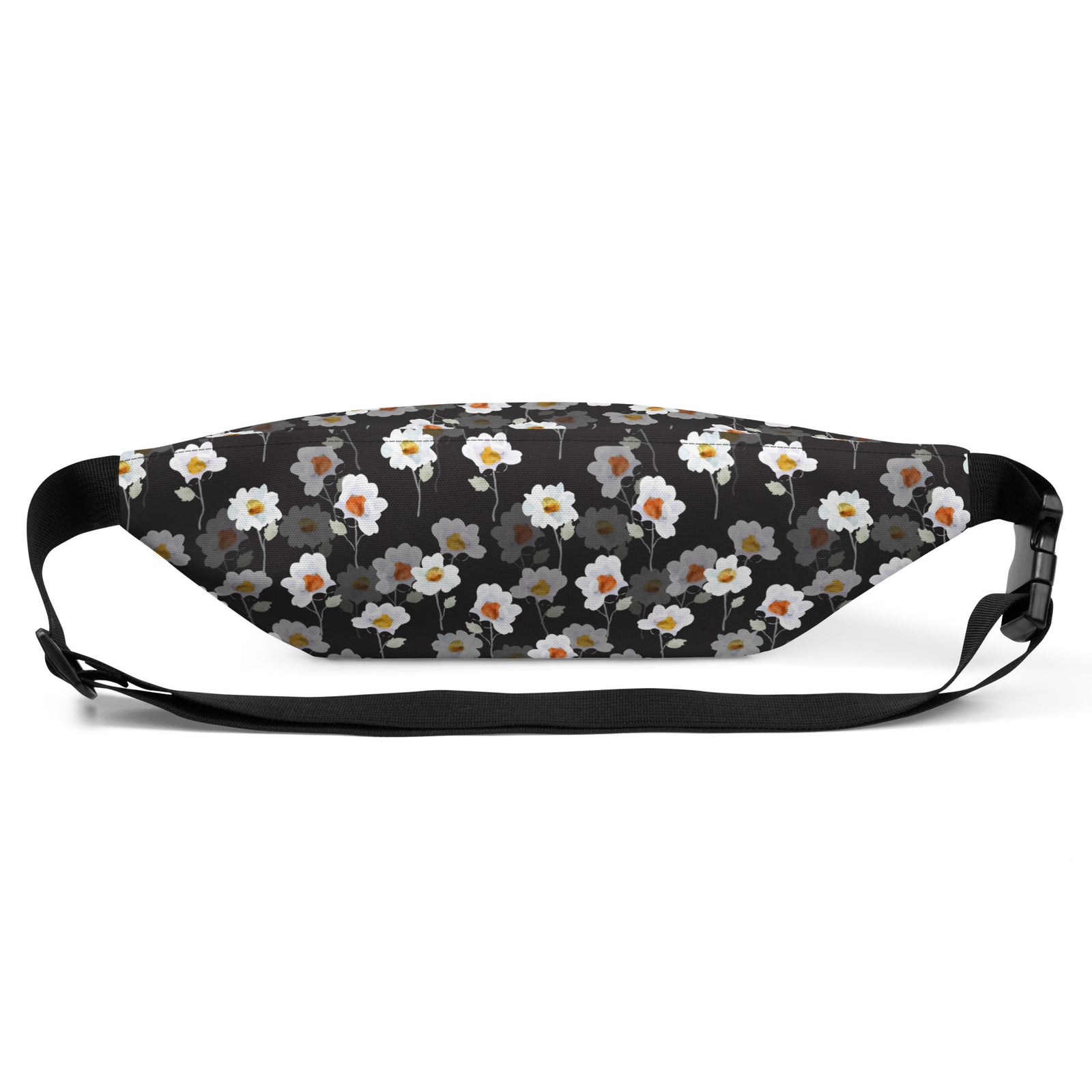 Sac banane fleurs blanches fond noir – vue 4