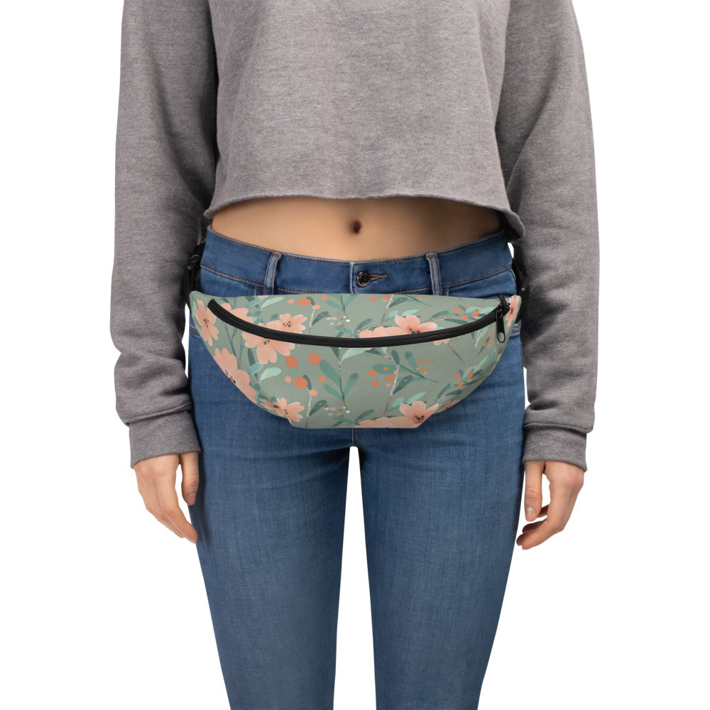Sac banane femme fleurs vert sauge – vue 4