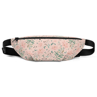 Sac banane fleurs aquarelle rose poudré