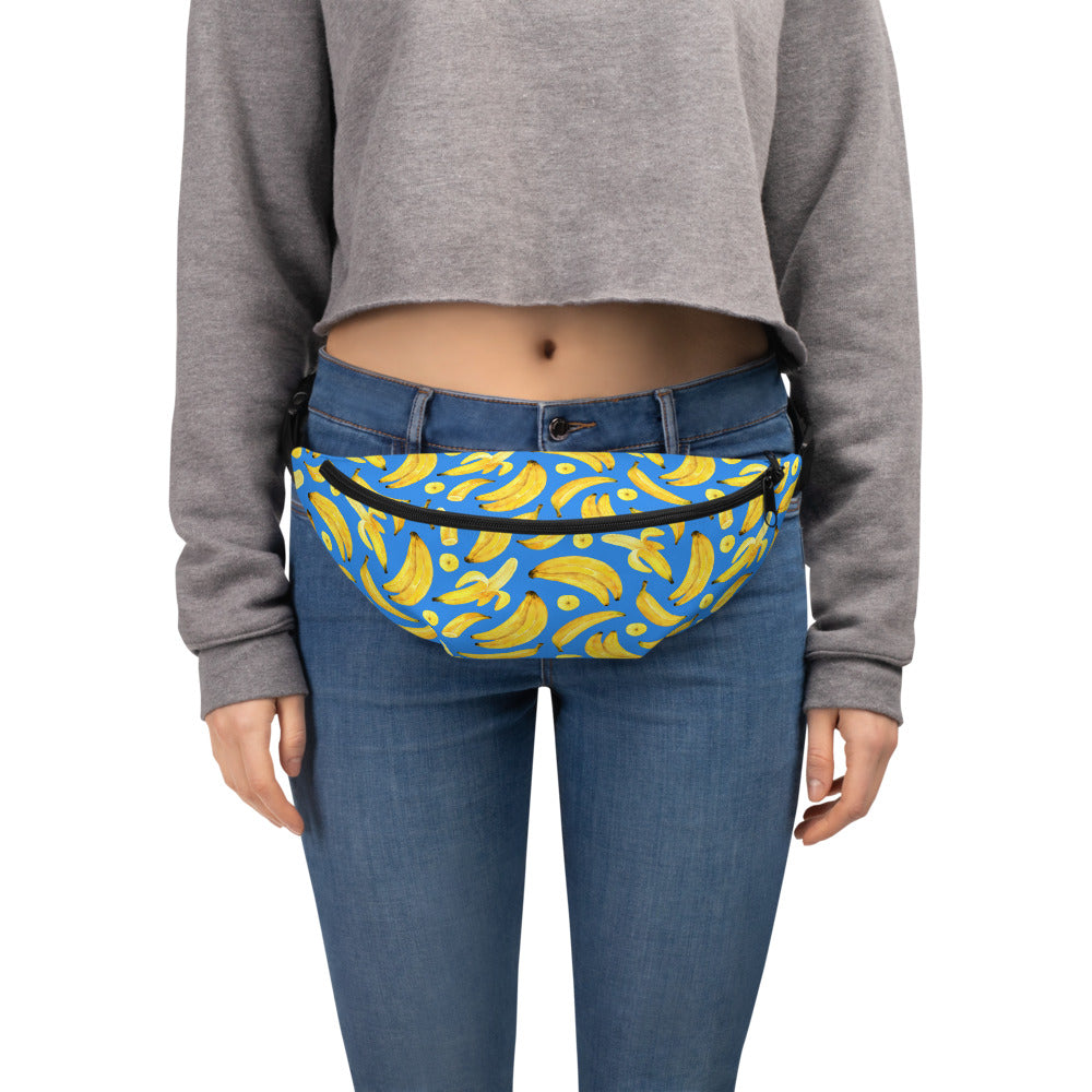 Sac banane imprimé bananes fond bleu – vue 9