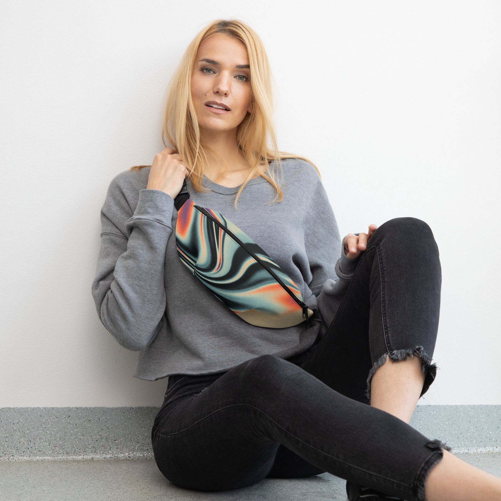 Sac banane psychédélique fumée orange et noir – vue 4
