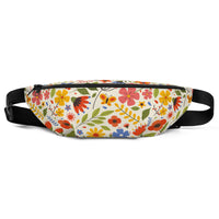 Sac banane fleurs multicolores fond crème