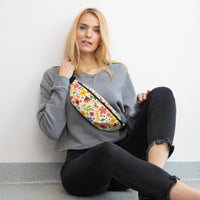 Sac banane fleurs multicolores fond crème – vue 3
