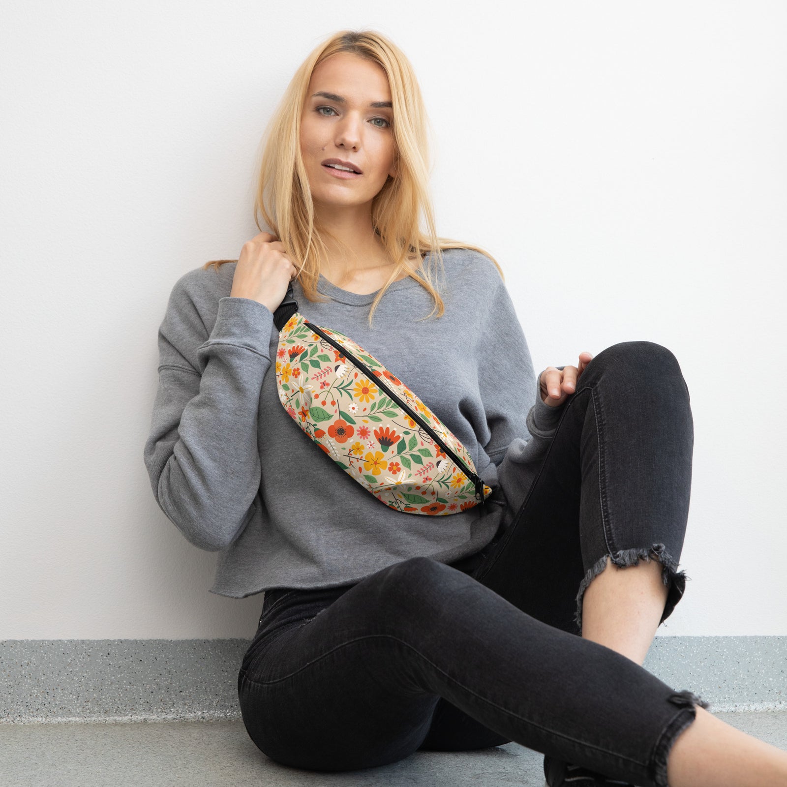 Sac banane fleurs champêtres colorées – vue 2
