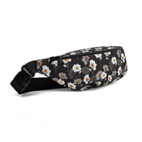 Sac banane fleurs blanches fond noir – vue 2