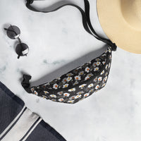 Sac banane fleurs blanches fond noir – vue 9