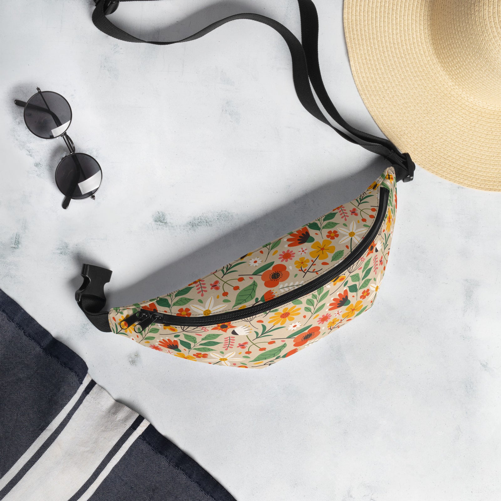 Sac banane fleurs champêtres colorées – vue 4