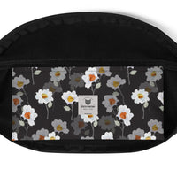 Sac banane fleurs blanches fond noir – vue 5