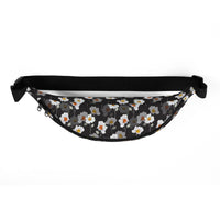 Sac banane fleurs blanches fond noir – vue 3