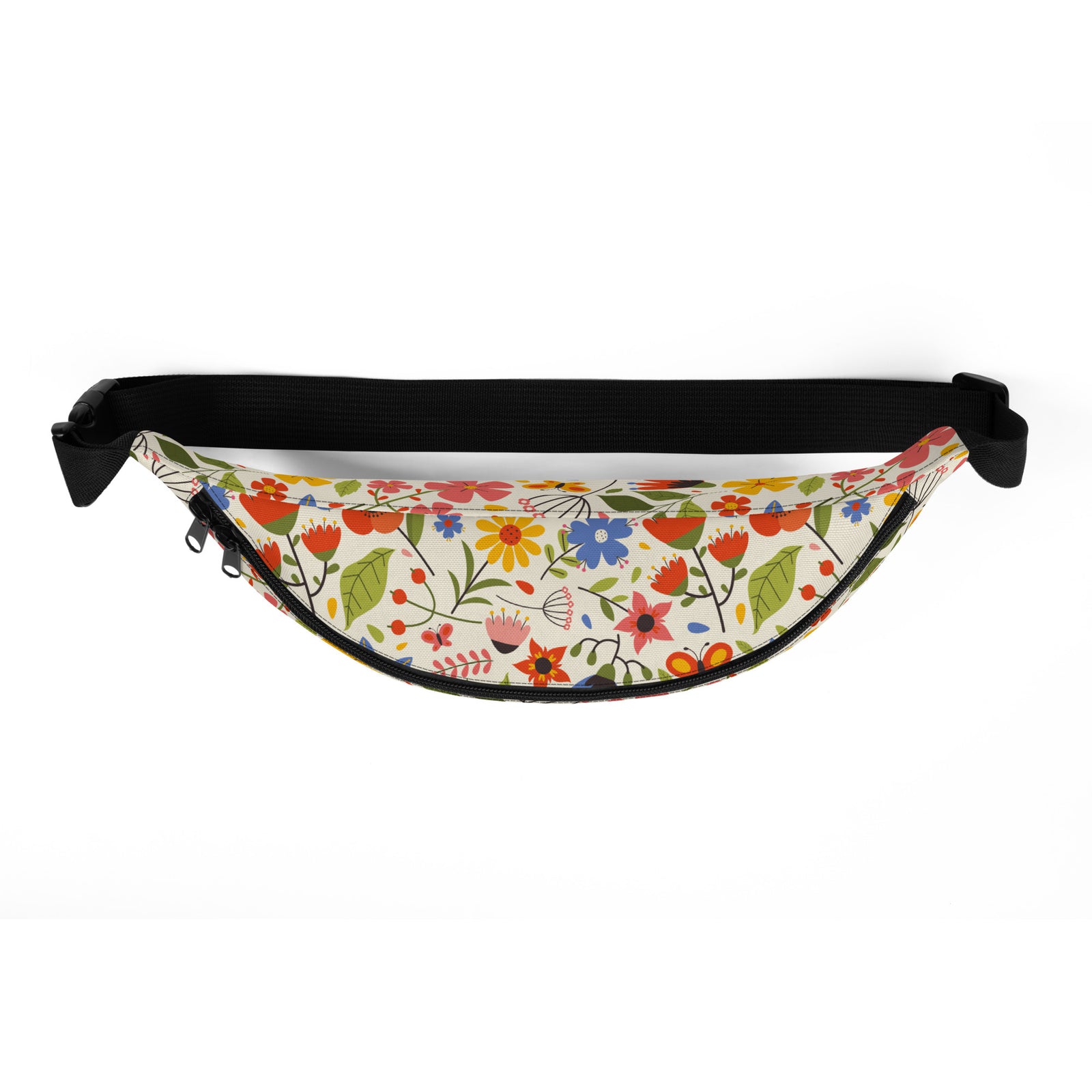 Sac banane fleurs multicolores fond crème – vue 5