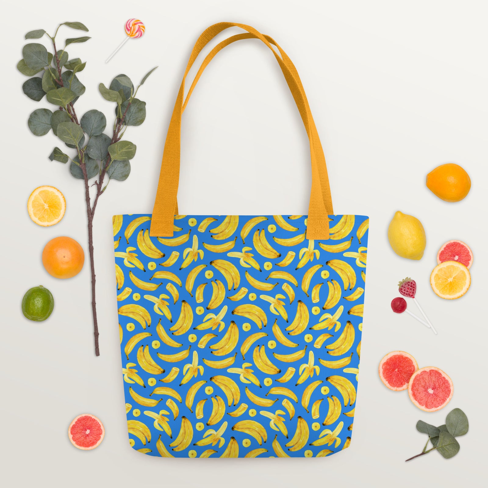 Tote bag Bananes (Bleu)
