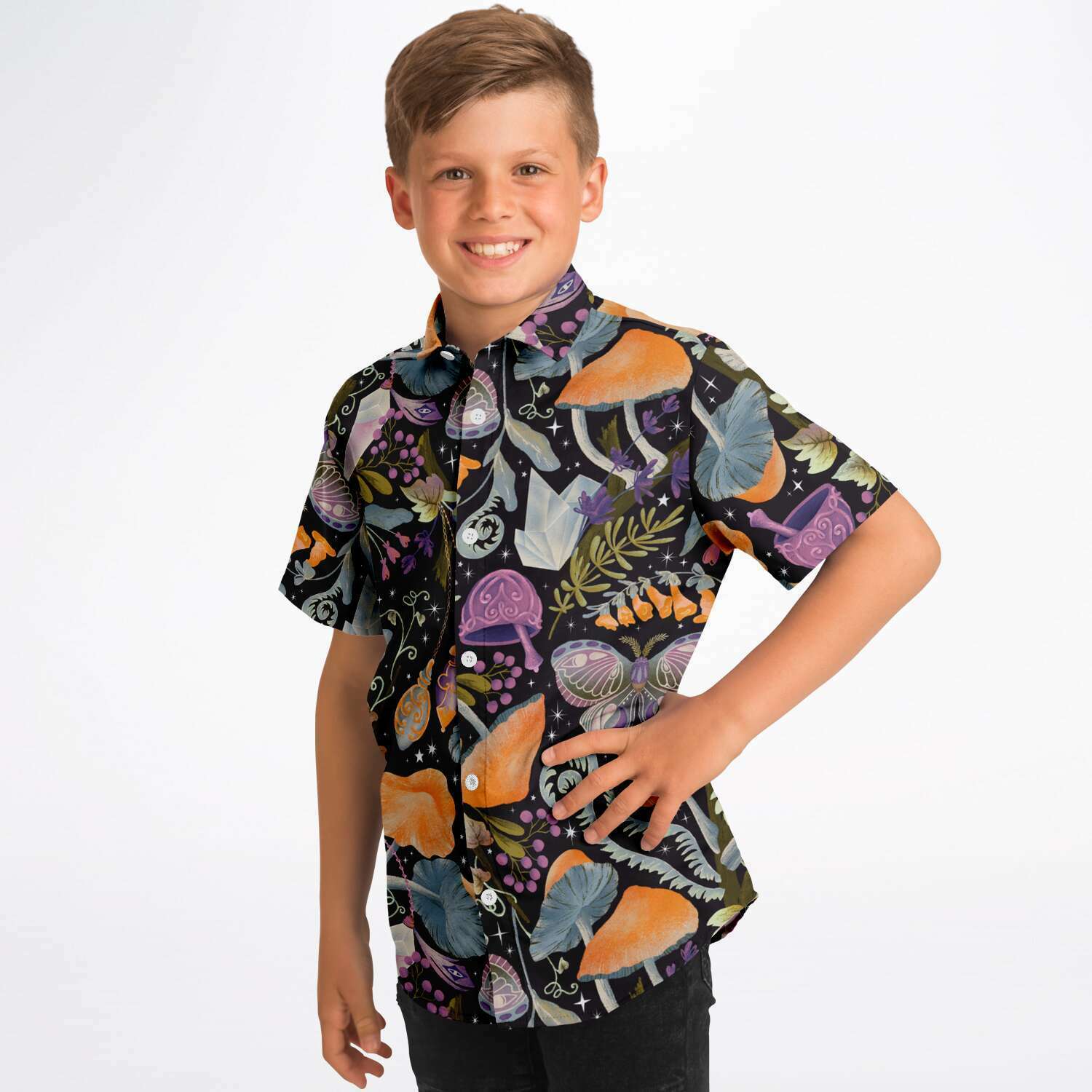 chemise garçon avec imprimé champignons colorés