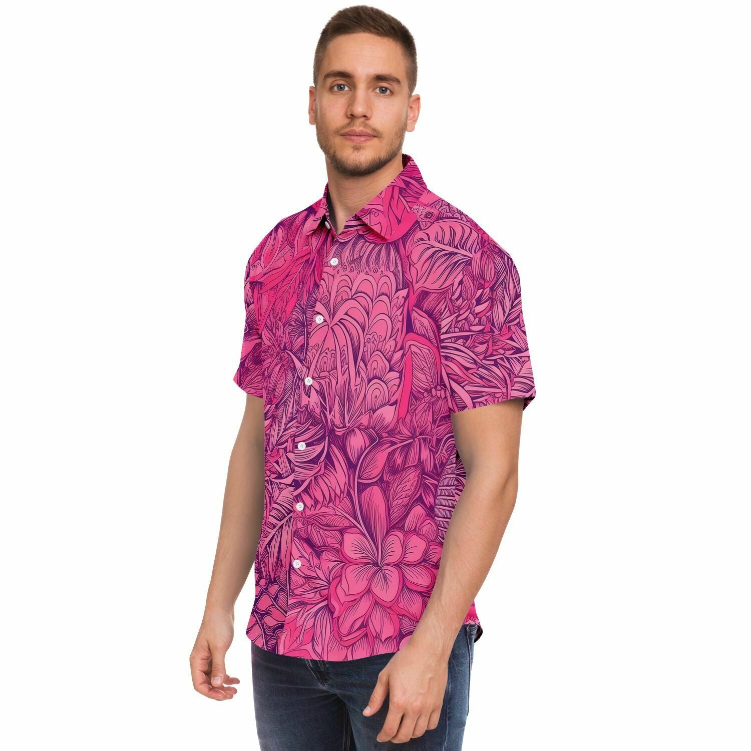 chemise estivale homme manches courtes fleurs