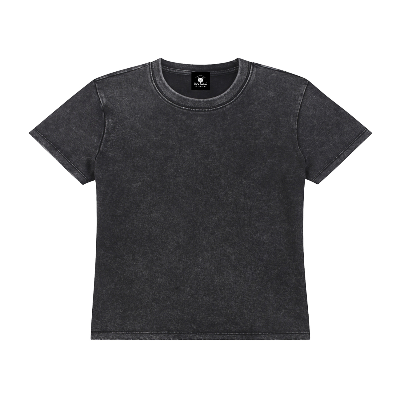 Packshot face du t-shirt délavé original noir délavé