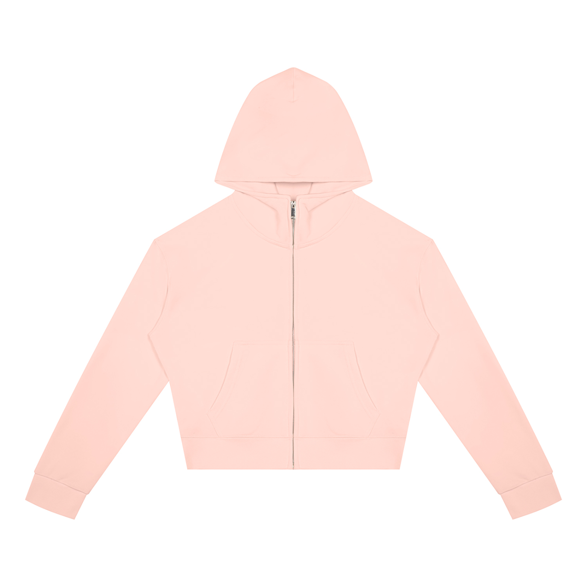 Sweat zippé crop top femme original pêche, vue de face