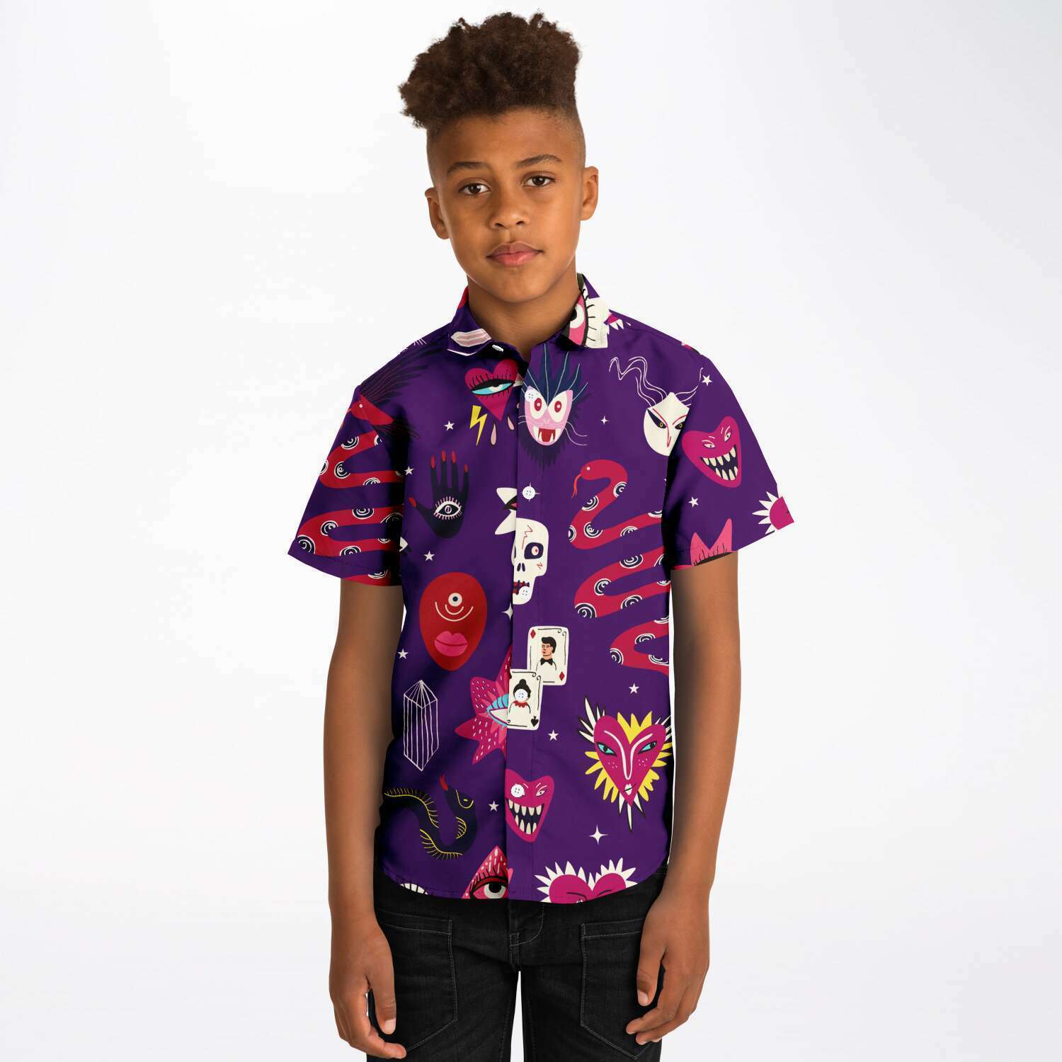 chemise colorée garçon design voyance manches courtes