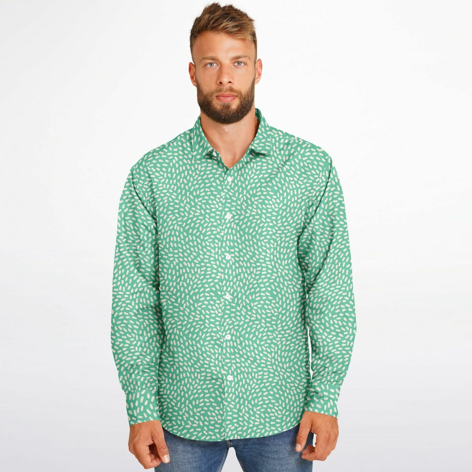Chemise homme manches longues verte à motifs – Élégance et confort pour un style tendance