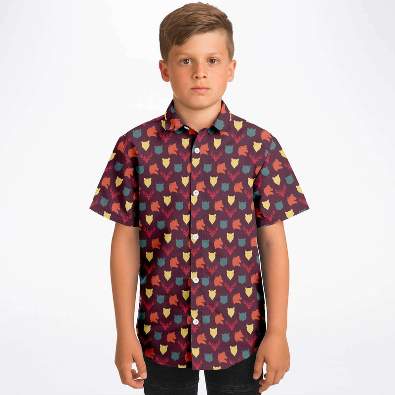 Chemise garçon originale bordeaux manches courtes