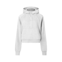 Sweat demi-zip à capuche enfant fille gris clair, vue de face
