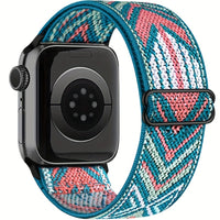 Bracelet Apple Watch boucle solo en nylon imprimé, coloris flèches turquoise