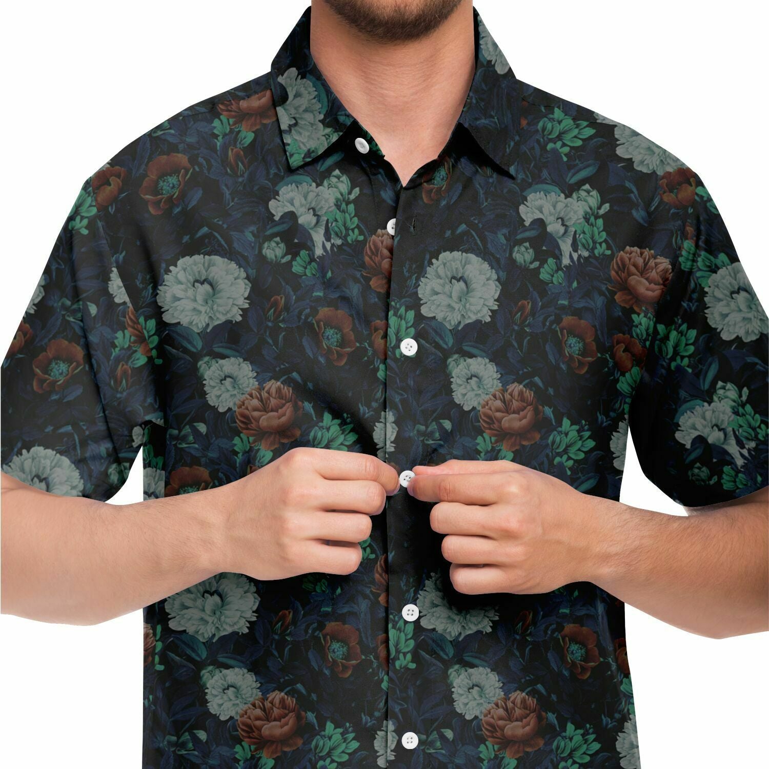 chemise homme manches courtes motifs floraux