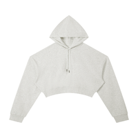Hoodie crop top femme essentiel avoine, vue de face