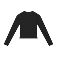Packshot face du t-shirt manches longues original femme noir