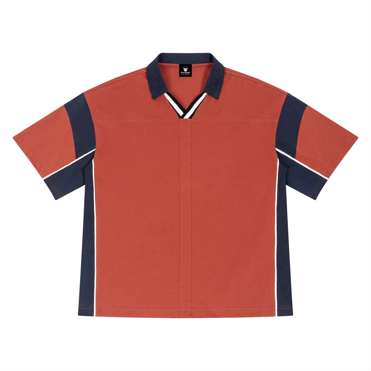 Polo Boxy Colorblock Rouge et Marine — Streetwear Belge