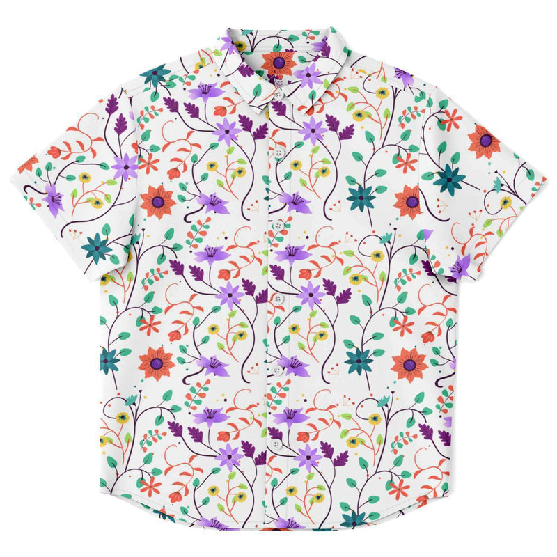 Chemise Garçon Originale Fleurs De Couleurs Manches Courtes