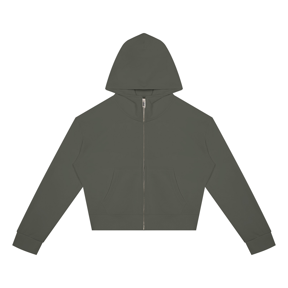 Sweat zippé crop top femme original gris foncé, vue de face