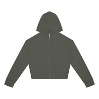 Sweat zippé crop top femme original gris foncé, vue de face