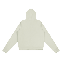 Dos du sweat zippé capuche femme gris clair