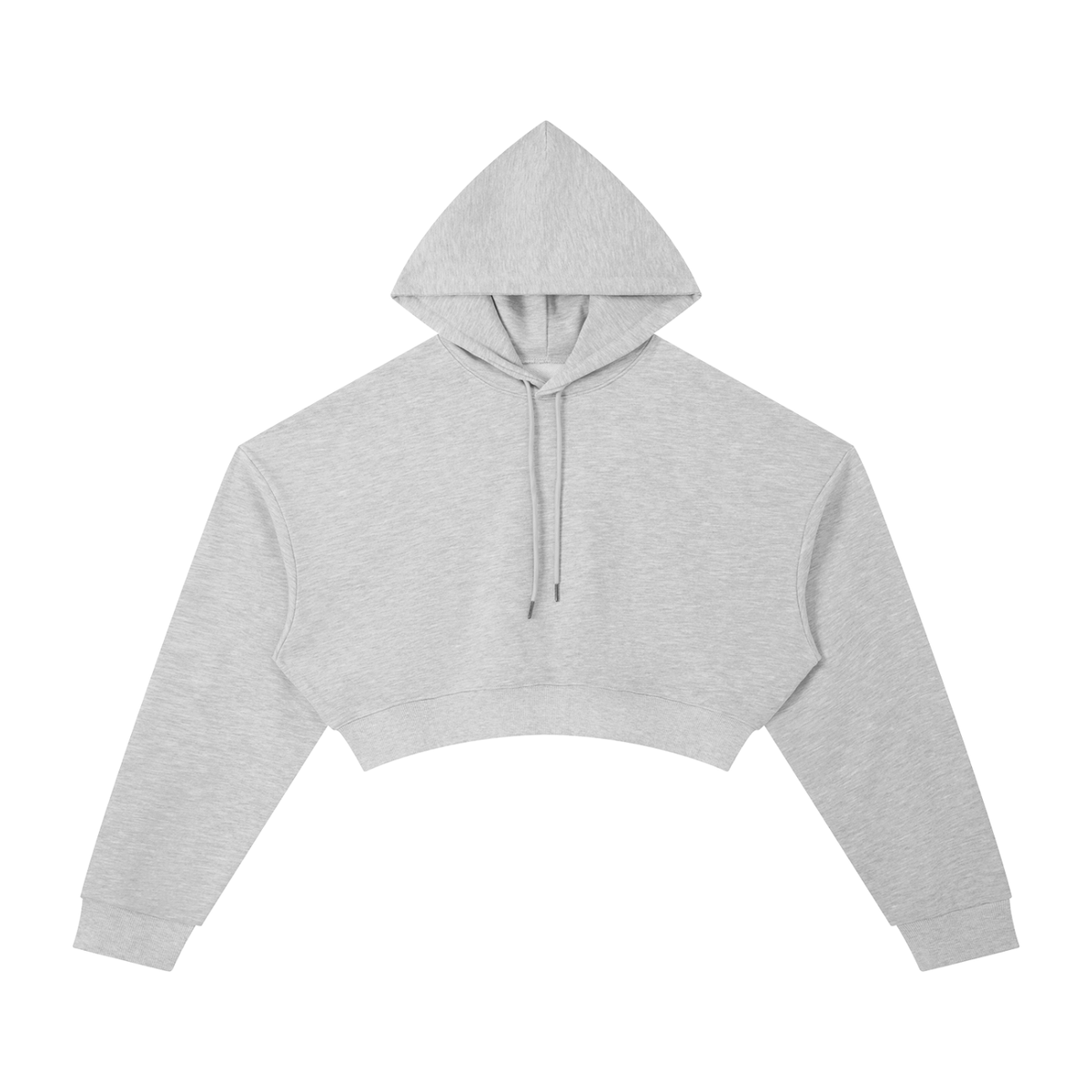 Hoodie crop top femme essentiel gris chiné, vue de face