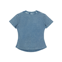 Packshot dos du t-shirt ajusté délavé original femme bleu délavé