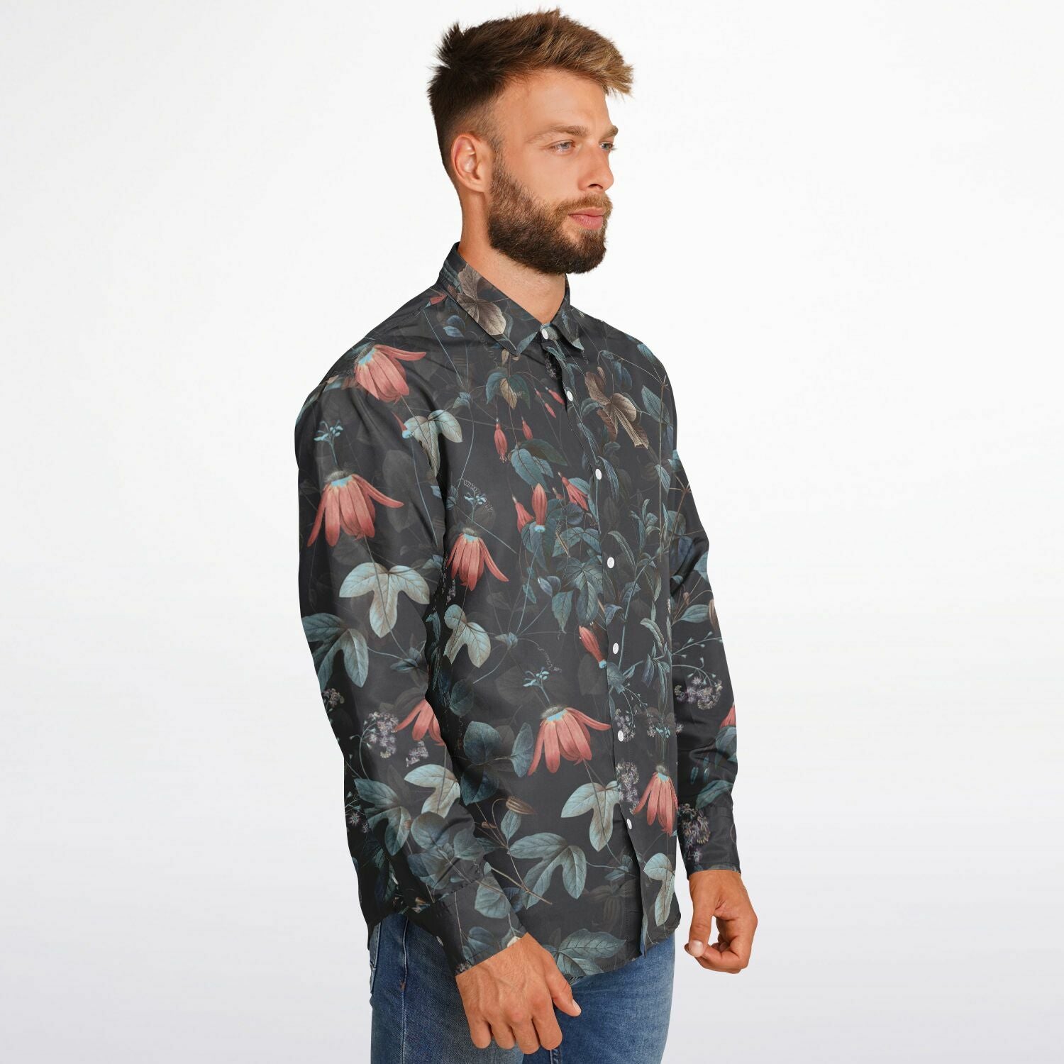 chemise noire à fleurs pour style décontracté