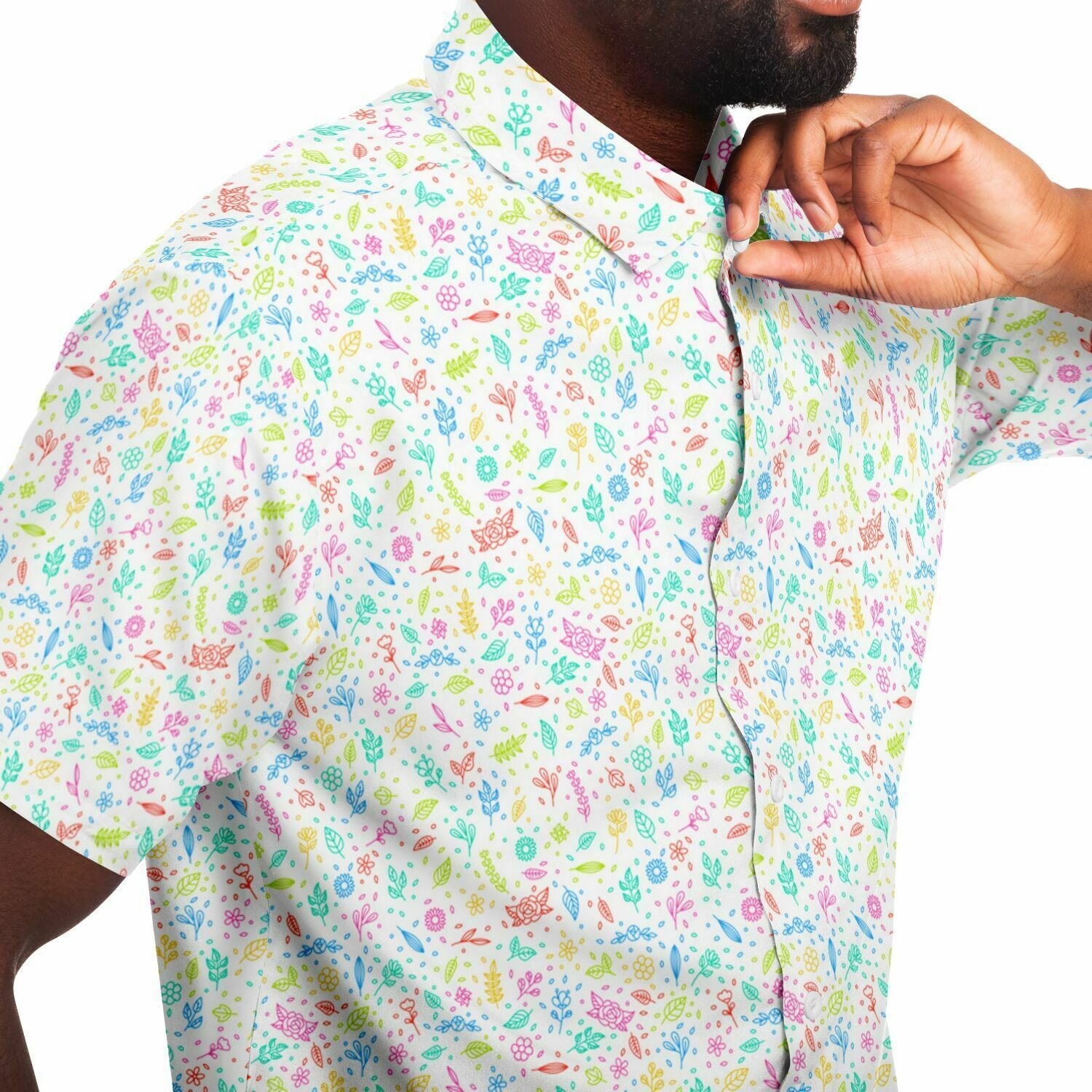 Chemise homme manches courtes à fleurs
