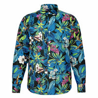CHEMISE HOMME originale à fleurs bleues MANCHES LONGUES