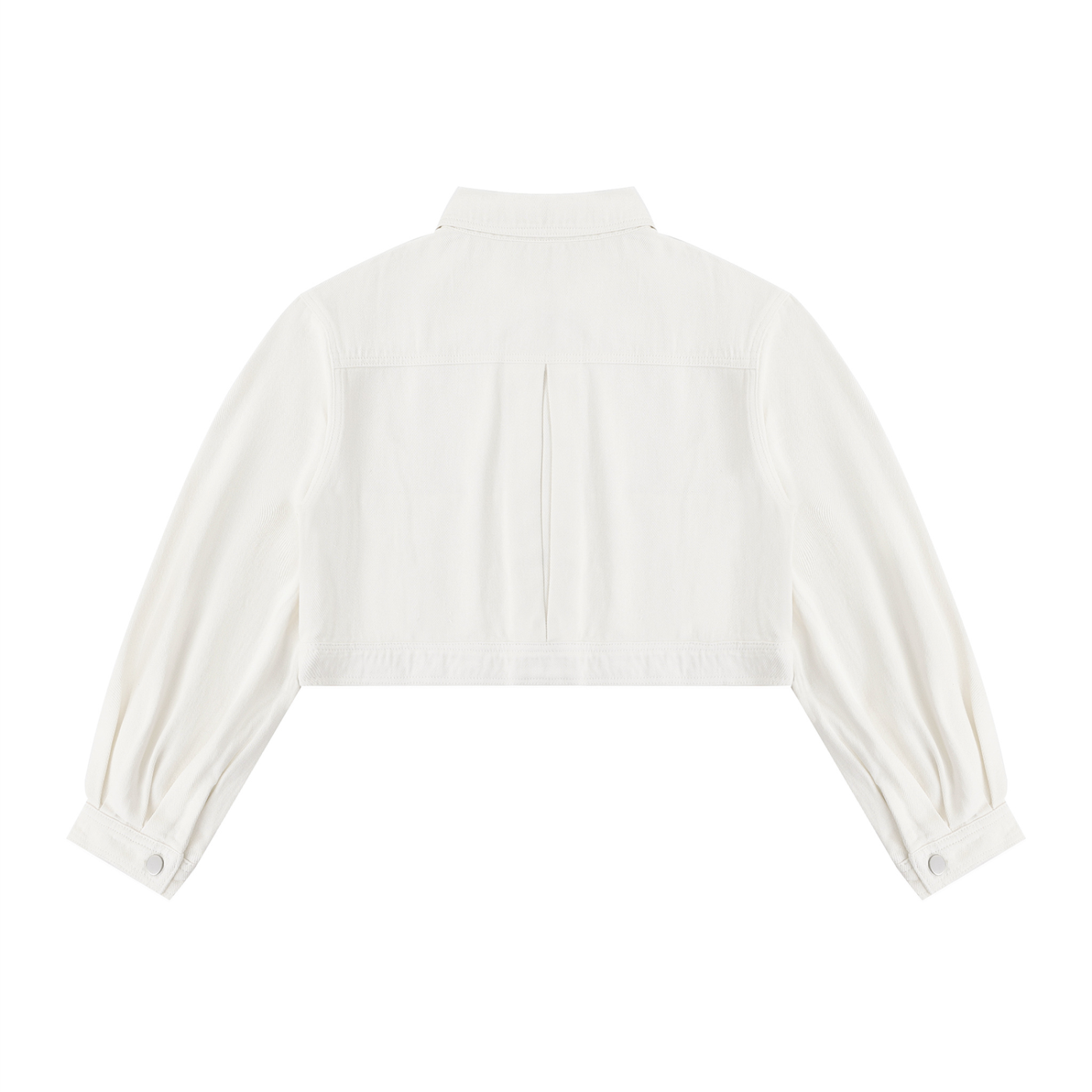 Packshot dos de la veste en jean crop original femme blanc