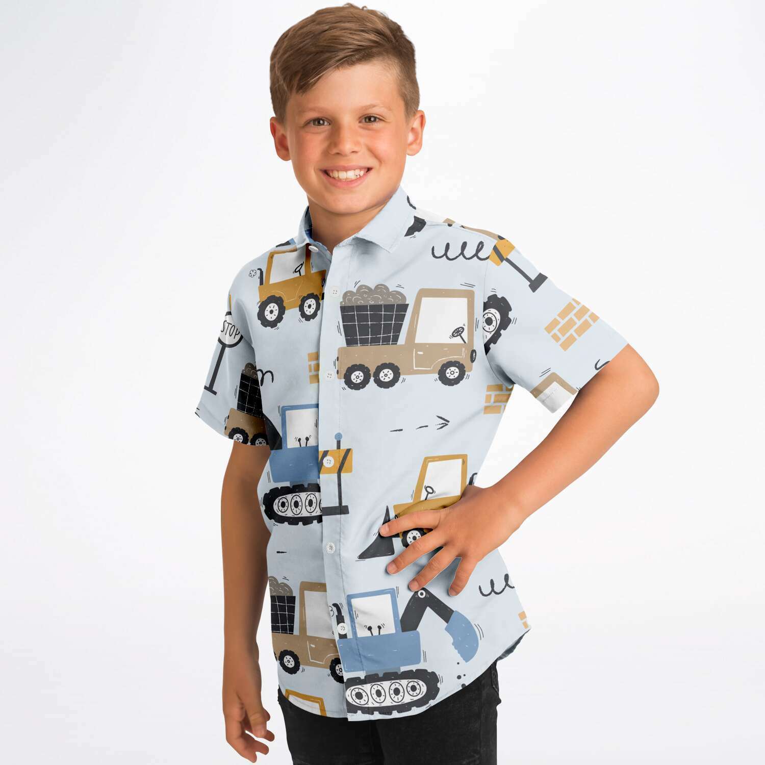 chemise enfant camions de chantier originale