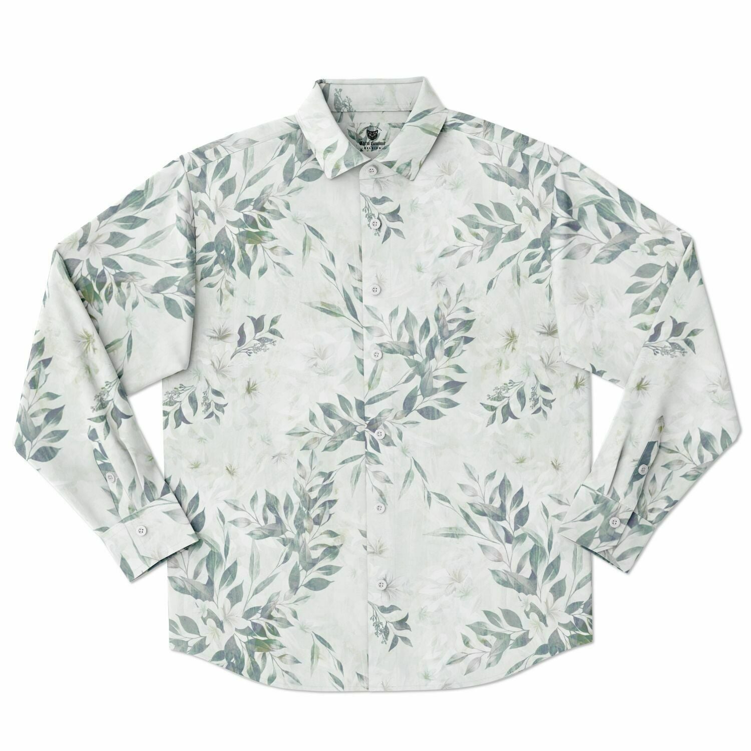 CHEMISE HOMME originale blanche  à fleurs - MANCHES LONGUES