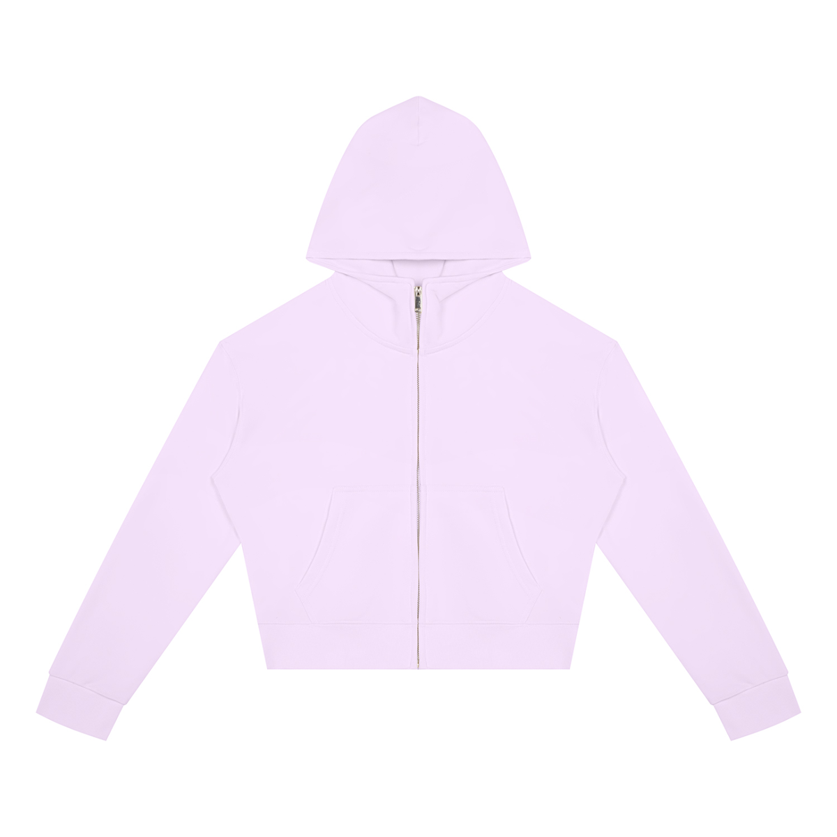 Sweat zippé crop top femme original lilas, vue de face